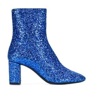 Saint Laurent Shoes - Saint Laurent Glitter Zip-Up Ankle Boots Saint Laurent Shoes - Saint Laurent Glitter Zip-Up Ankle Boots